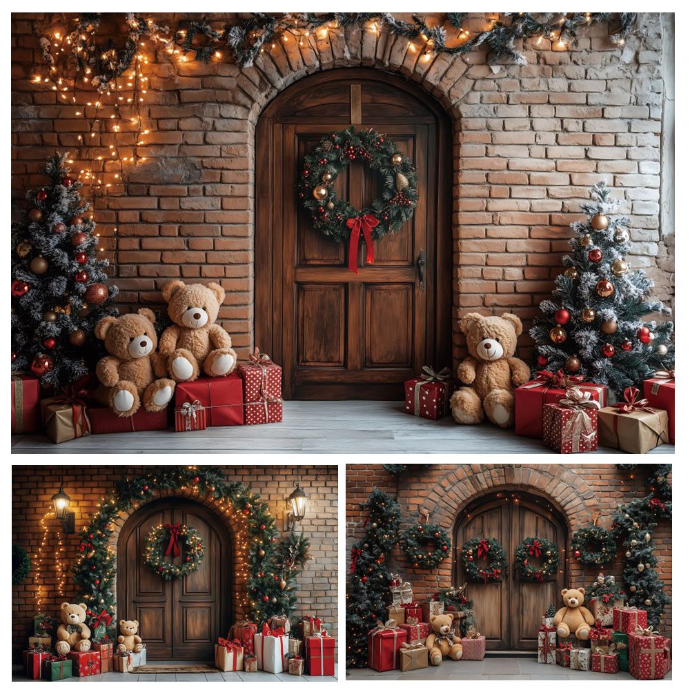 Toys Background For Kids - Christmas Photography Background Rustic Arch Wood