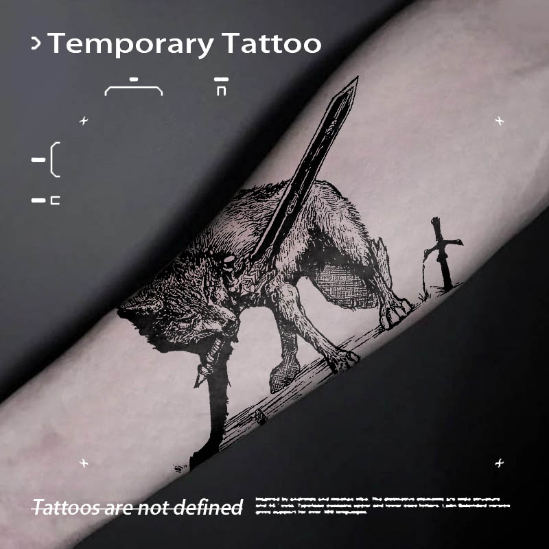 Kids Toys Low Price - Fake Tattoo Dark Style Wolf Warrior