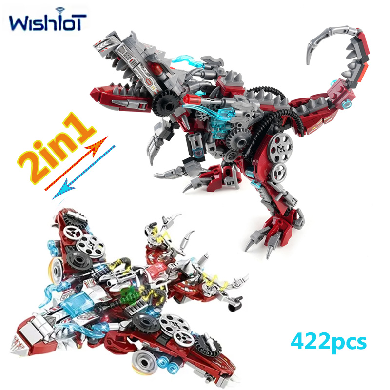 Dinosaur Figurine Set - 2in1 Mechanical Dinosaur/Fighter Aircraft Model Building