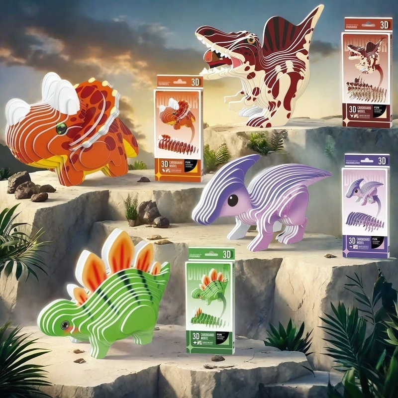 Dinosaur Figurine Set - 4PCS 3D Dinosaur Puzzle Set -