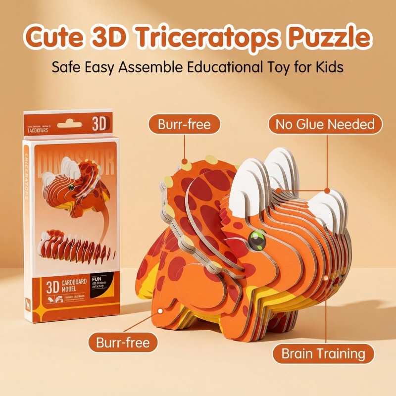 4PCS 3D Dinosaur Puzzle Set -  - Dinosaur Figurine Set ulasan dan harga
