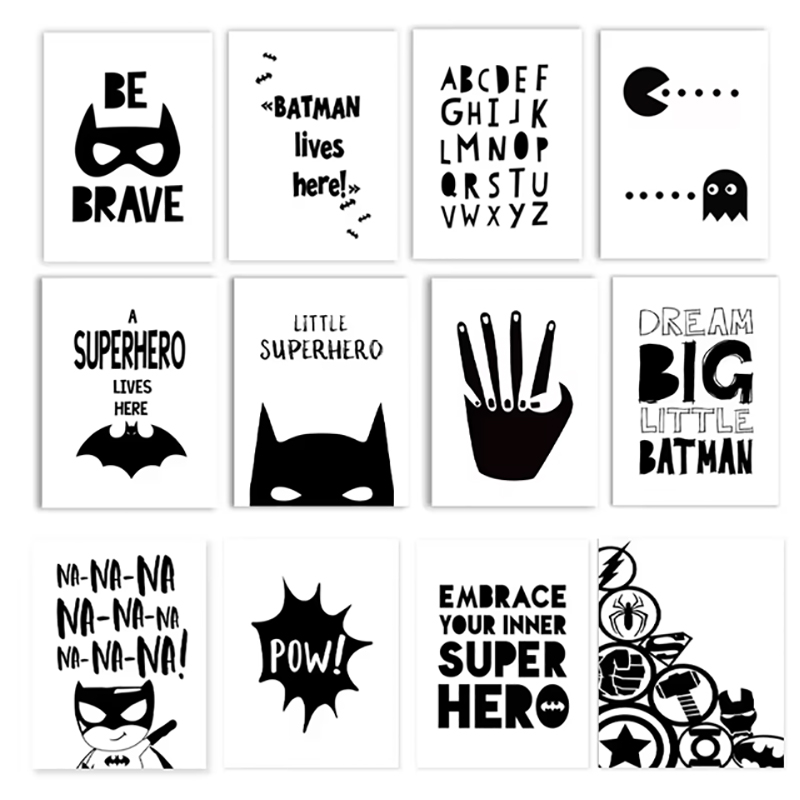 Black and White Superheroes Mi - Kids Toys Quotes ulasan dan harga